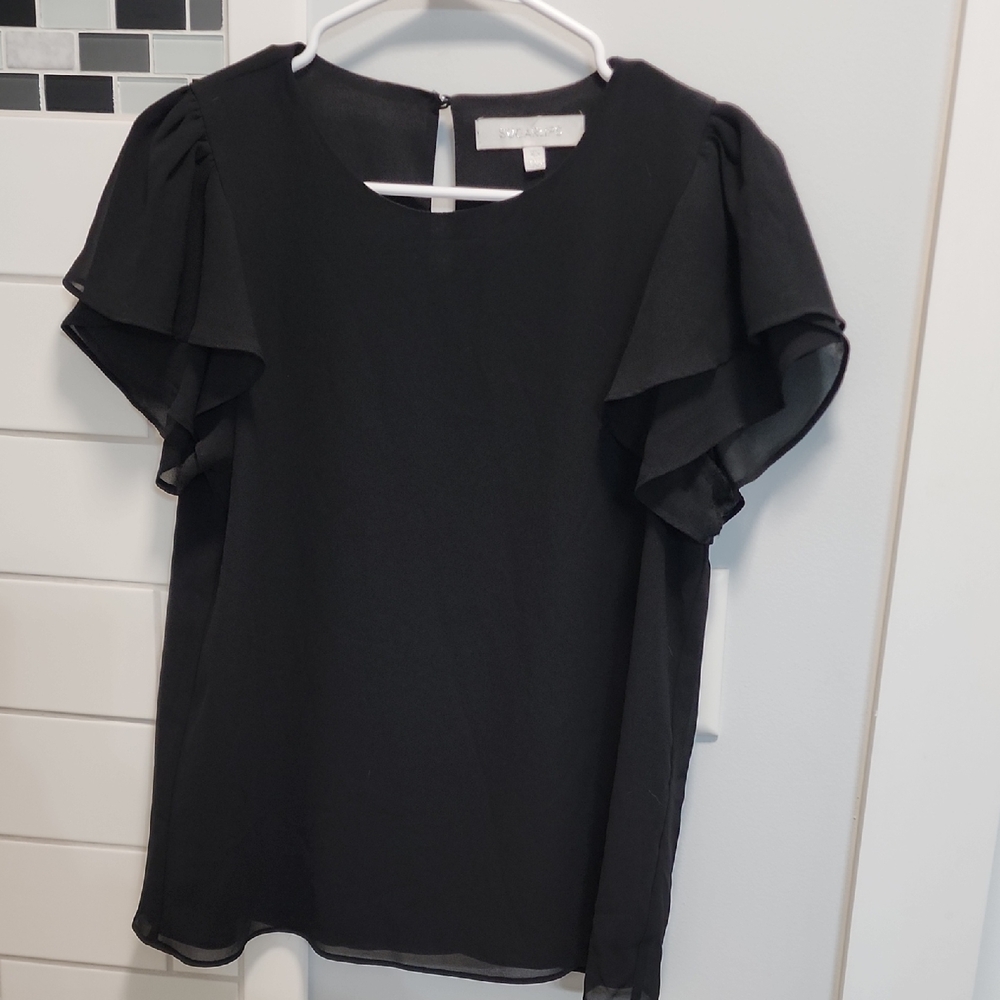 Sugarlips Black Layered Flutter Sleeve Blouse